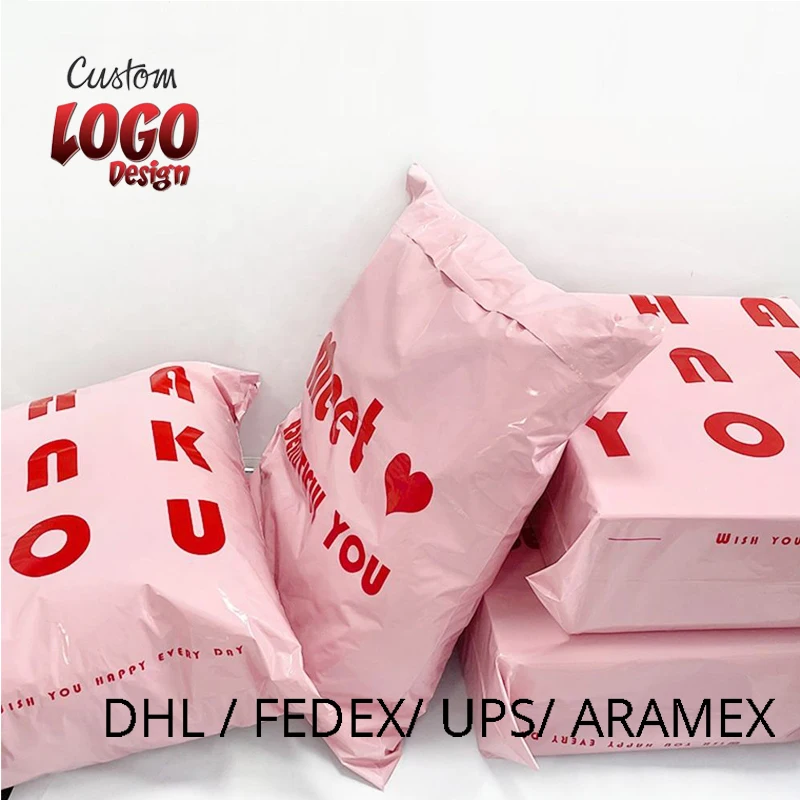 Fast Delivery Custom Packaging Logo printing Shipping Pink color Postage Mailing Poly Bags