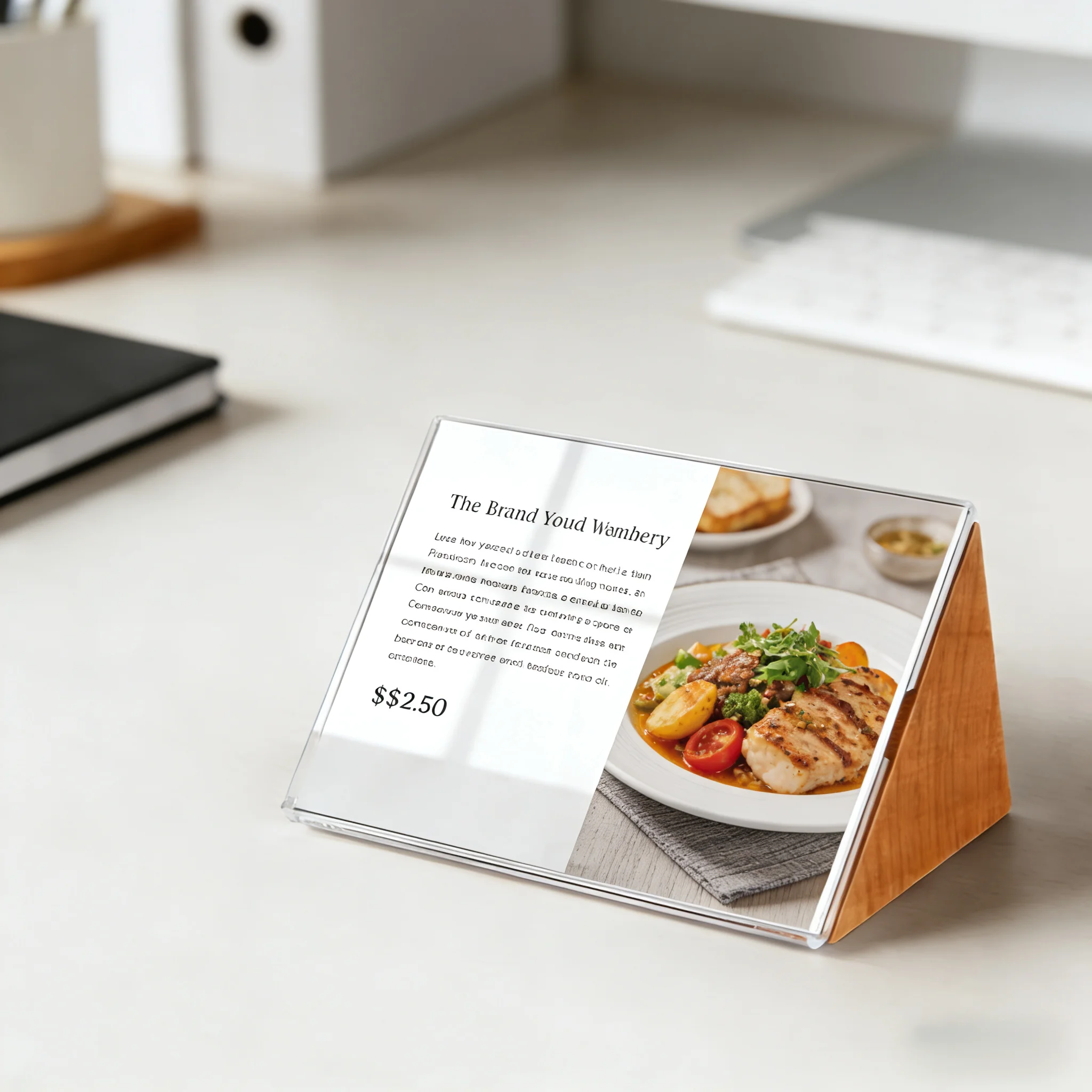 60x40mm / 90x54mm Small Wood Price Label Paper Card Tags Table Number Name Card Holder Acrylic Sign Holder Display Stand