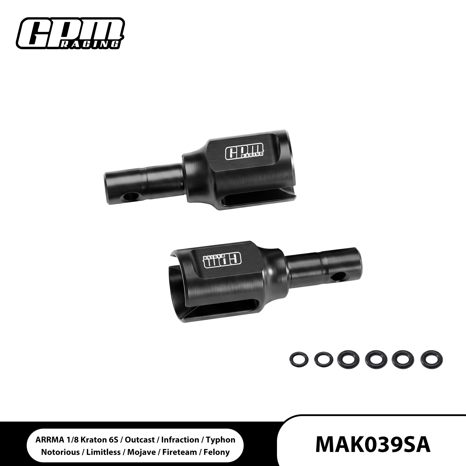 GPM 4140 Carbon Steel Front / Center / Rear Diff Outdrive For ARRMA 1/8 Kraton 6S / Talion / Typhon / Outcast / Notorious