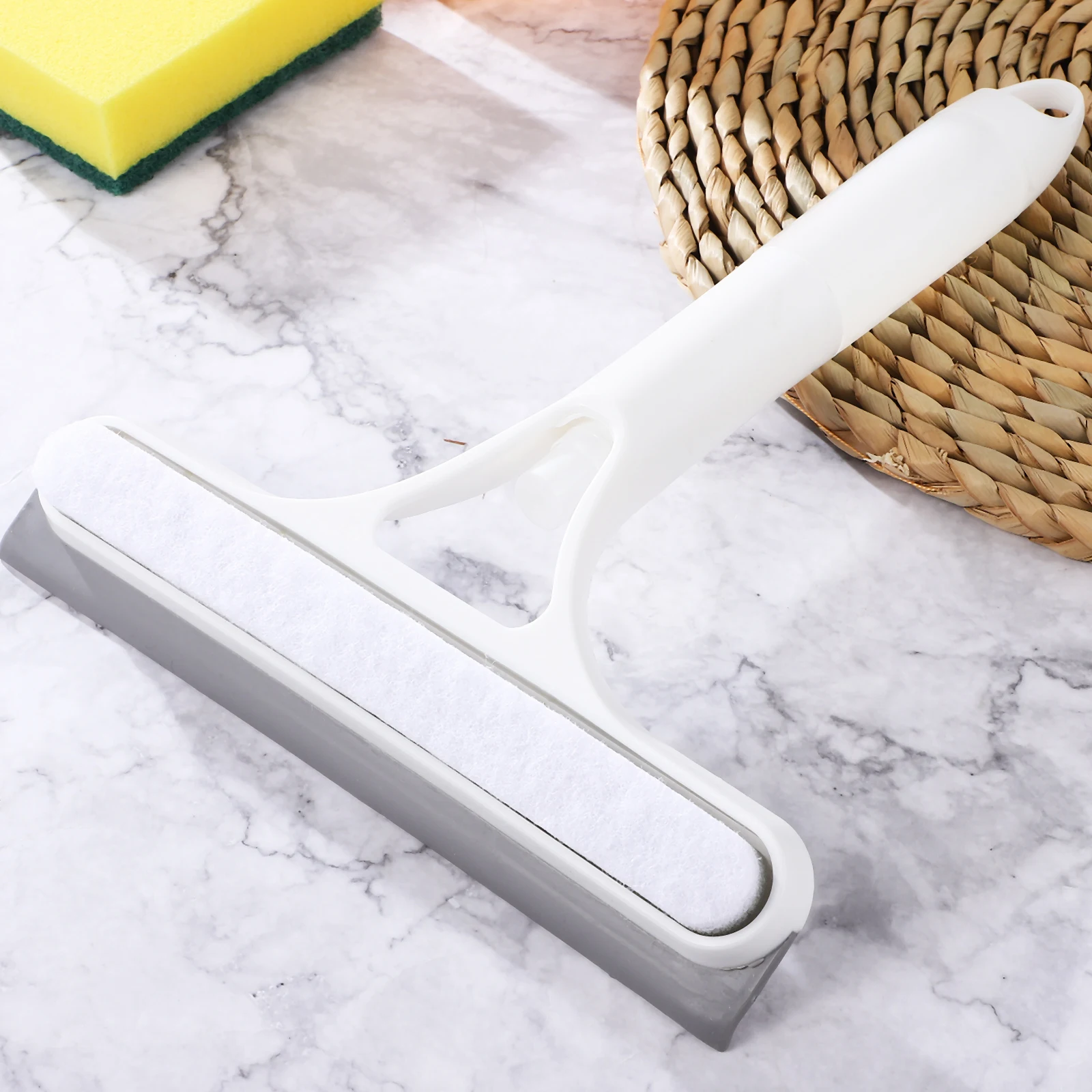 

2-In-1 Glass Cleaning Tool Window Scrubber Squeegee With Spray Handle Portable Storage Hole Window Cleaning Brush For Home