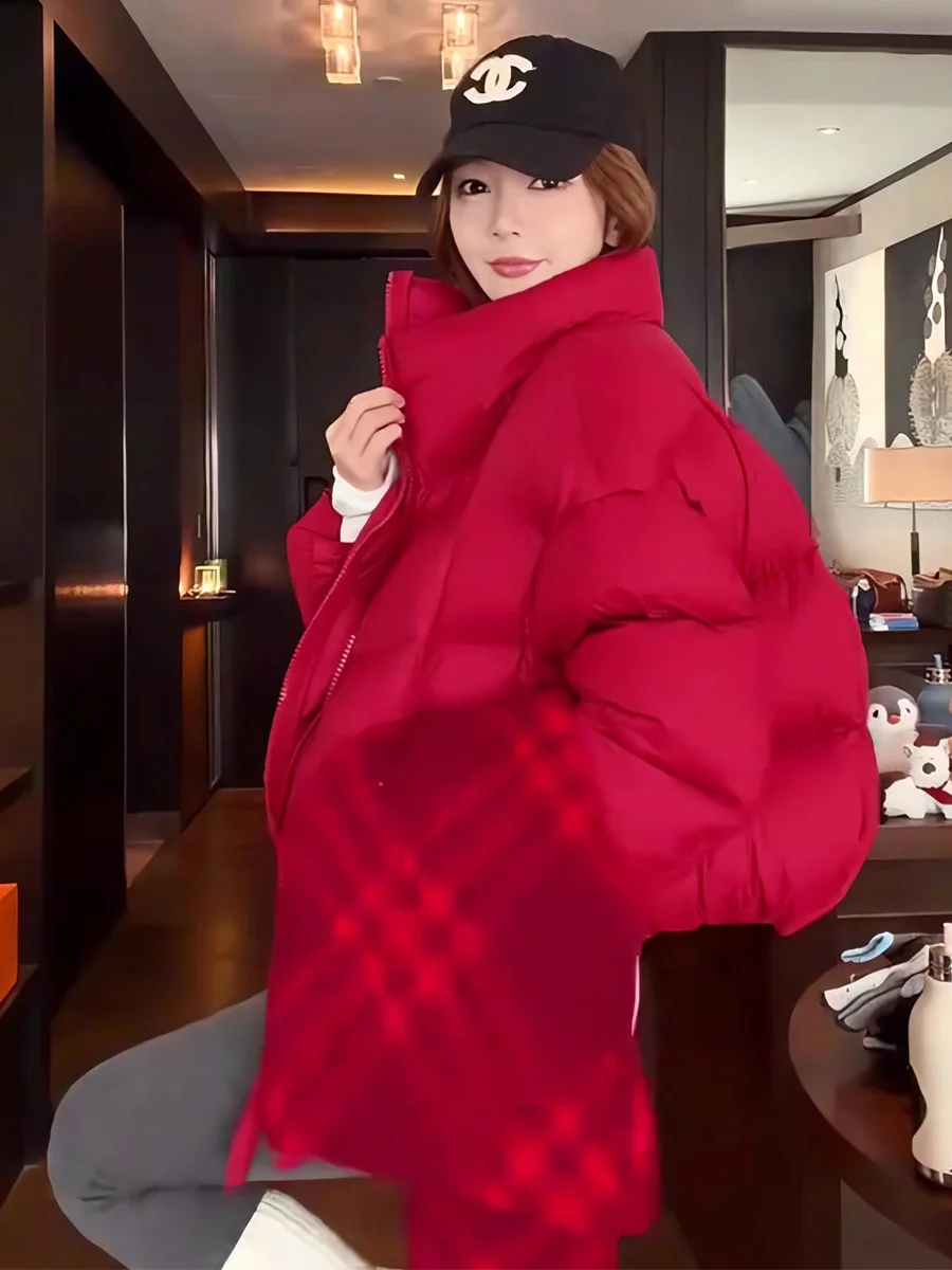 

Красная женская зимняя теплая куртка-пуховик Cloud Foam Du Down с воротником-стойкой, повседневная, для отдыха