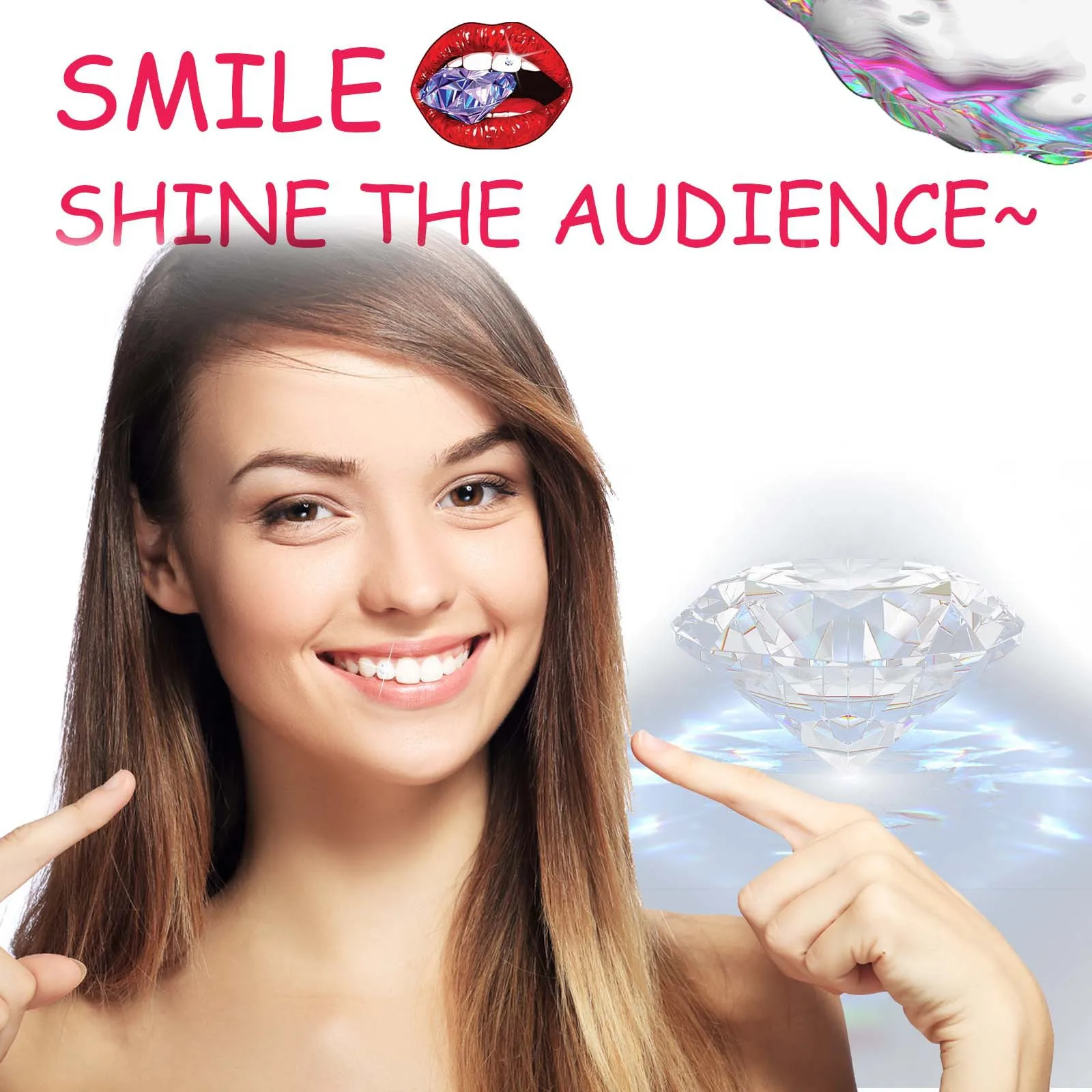 Jaysuing Teeth Gem Kit Spice Girl Jewelry Easy To Remove Easy To Install Crystal Teeth Drill Teeth Decoration Shining Sticks