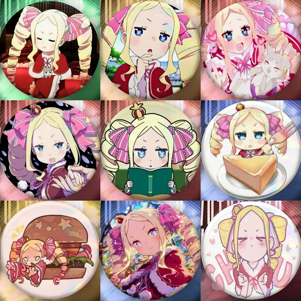 Beatrice Cartoon Kawaii Anime Re Zero    Badge Tinplate Meme Round Brooch for Hat Bag Creative Lapel Jewelry Accessories Gifts