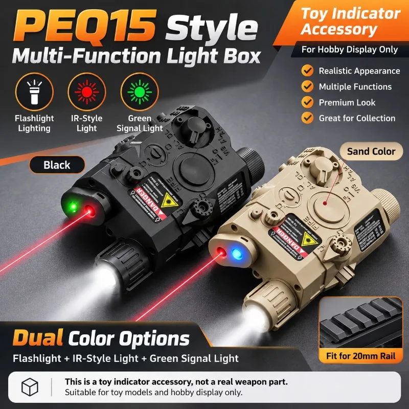 Hobby Model Indicator Spare Component PEQ15, Multi‑functional Box Light Compatible with 20mm Rail System