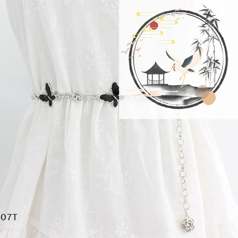 

Модный ремень с металлической цепочкой и украшением в виде бабочки, регулируемый элегантный тонкий пояс с цепочкой на талии, платье, свитер, пояс с подвеской, подарок