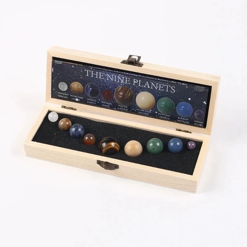 Solar System Natural Crystal Gemstones Set 9 Planets Sphere Ball Stone Galaxy Model Ornaments Gift Home Office Decor