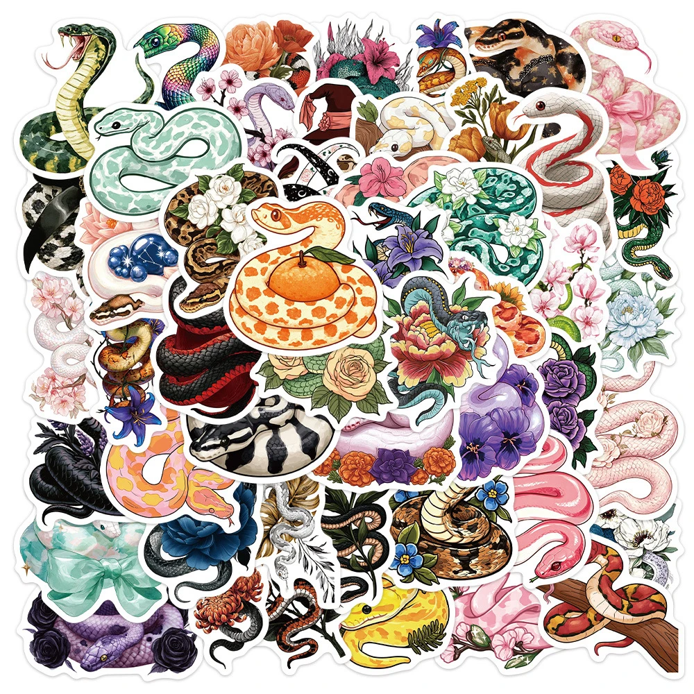 10/30/50pcs Colorful Aesthetic Snake Cartoon Stickers Funny Graffiti Decals for Scrapbook Guitar Laptop Phone Cool Sticker Decor