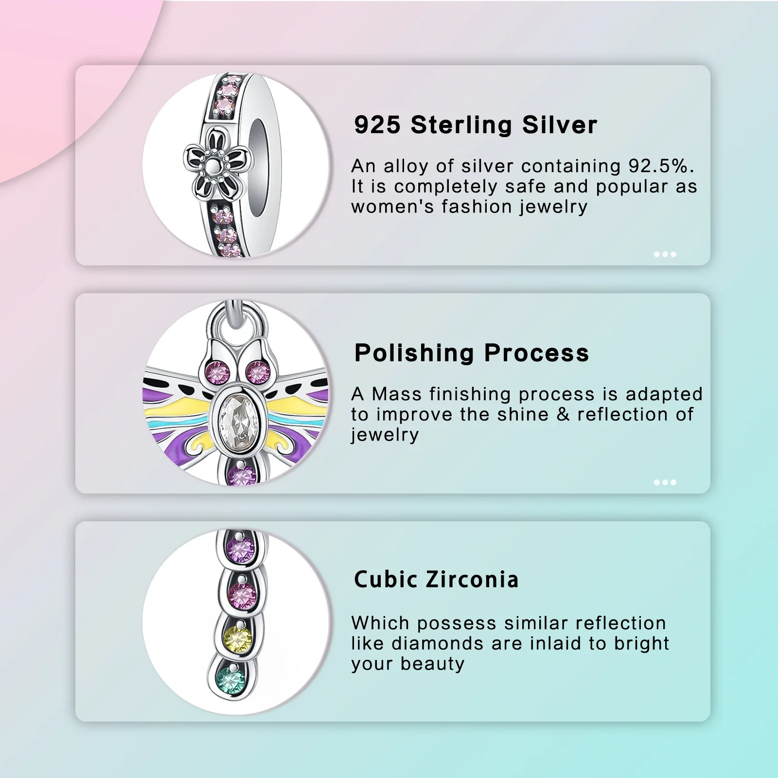 قلادة من الفضة الإسترليني للنساء ، زهرة دراغون فلاي ، سلسلة حيوانات ، تناسب أساور باندورا الأصلية ، هدية مجوهرات سهلة الاستخدام