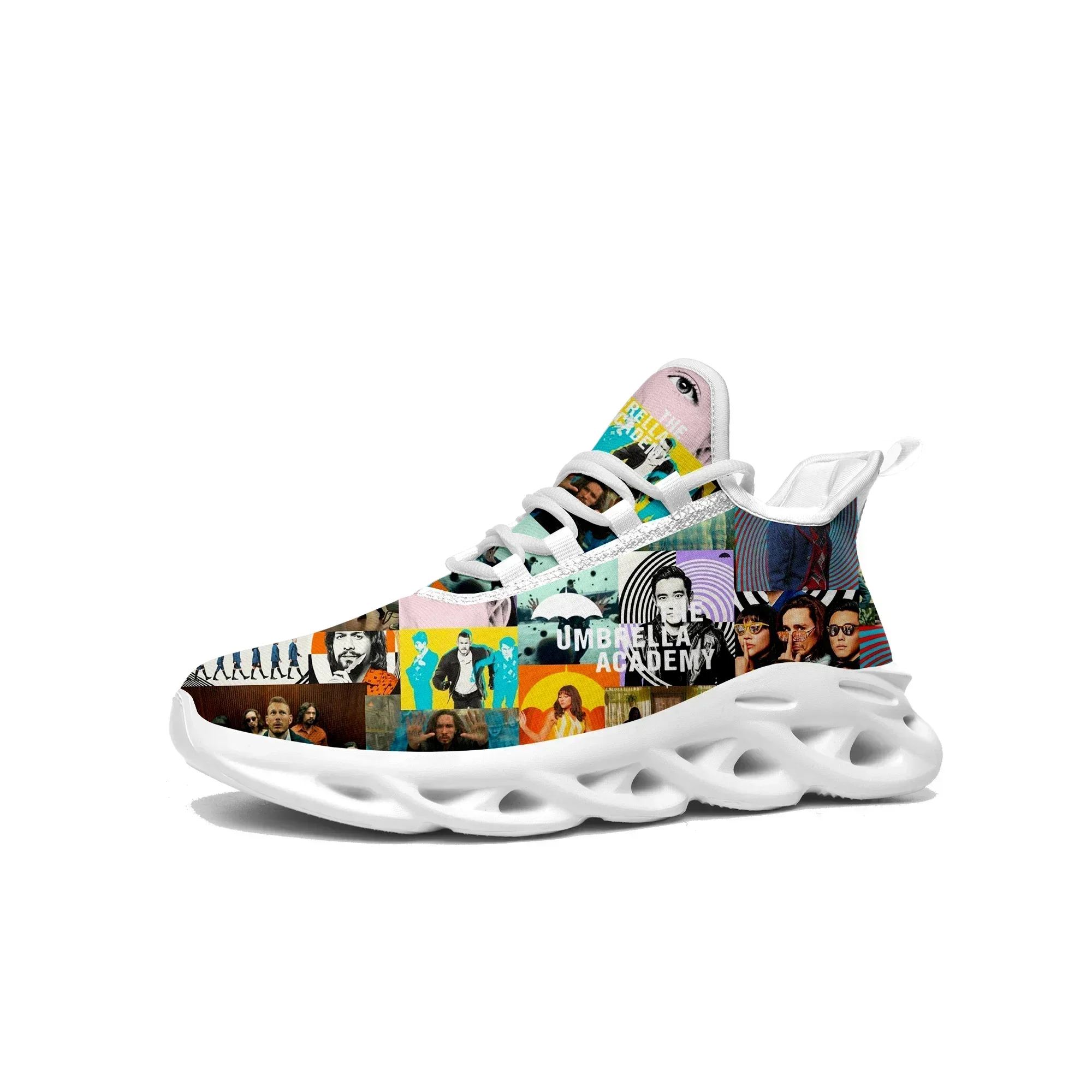 Zapatillas planas The Umbrella Academy para hombre, mujer y adolescente, zapatillas deportivas para correr, calzado de malla con cordones personalizados de dibujos animados de alta calidad