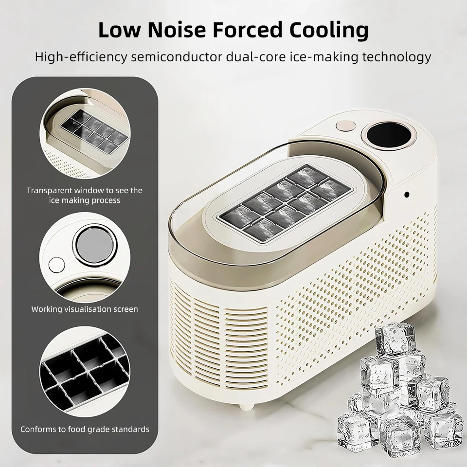 Mini Small Ice Maker 8 Ice Cubes Ready 15 MIN DIY Ice Making 12V/220V Car Cube Ice Automatic Ice Making Box For Car Home Camping
