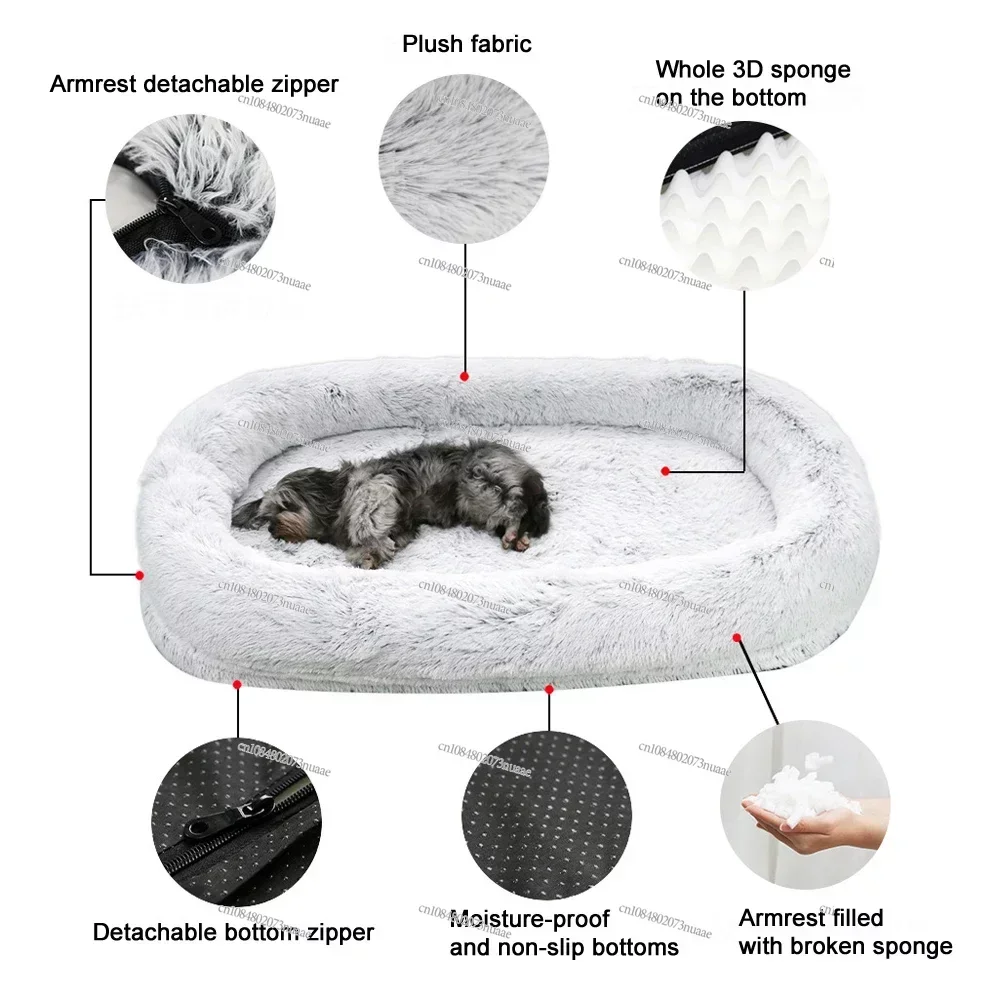 Round Long Plush Pet Bed, Safety, Big, Popular, Waterproof, Large, One-person Sofa, Adult, Cat Nest, 185cm