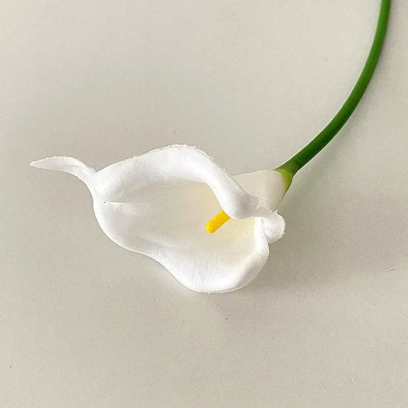 10Pcs White Calla Lily Artificial Flowers Real Touch Wedding Bouquet Bridal Decoration Party Home Decor PU Fake Flowers