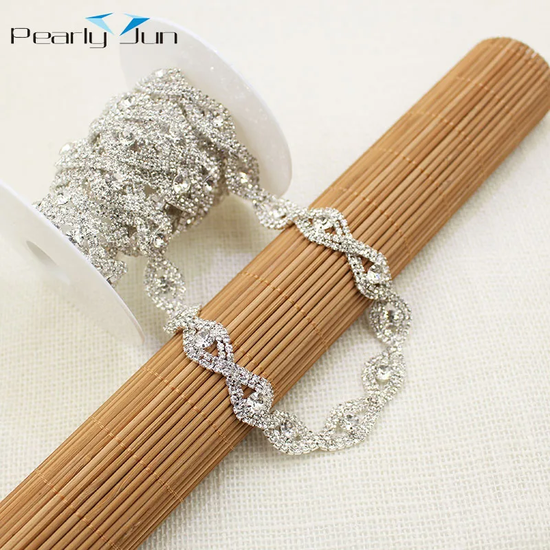 1/5 Yards 1.5cm Cross Braided Diamond Chain Rhinestone Trim Used For Dress Skirt Shoes Hat Webbing DIY Sewing Accessories ML039