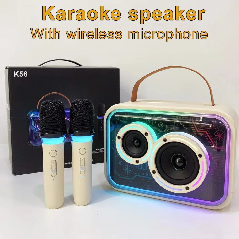 

Portable Karaoke Speaker with Microphone RGB Light Support AUX TF Card Family KTV Mini Audio Set Wireless Stereo Singing Machine