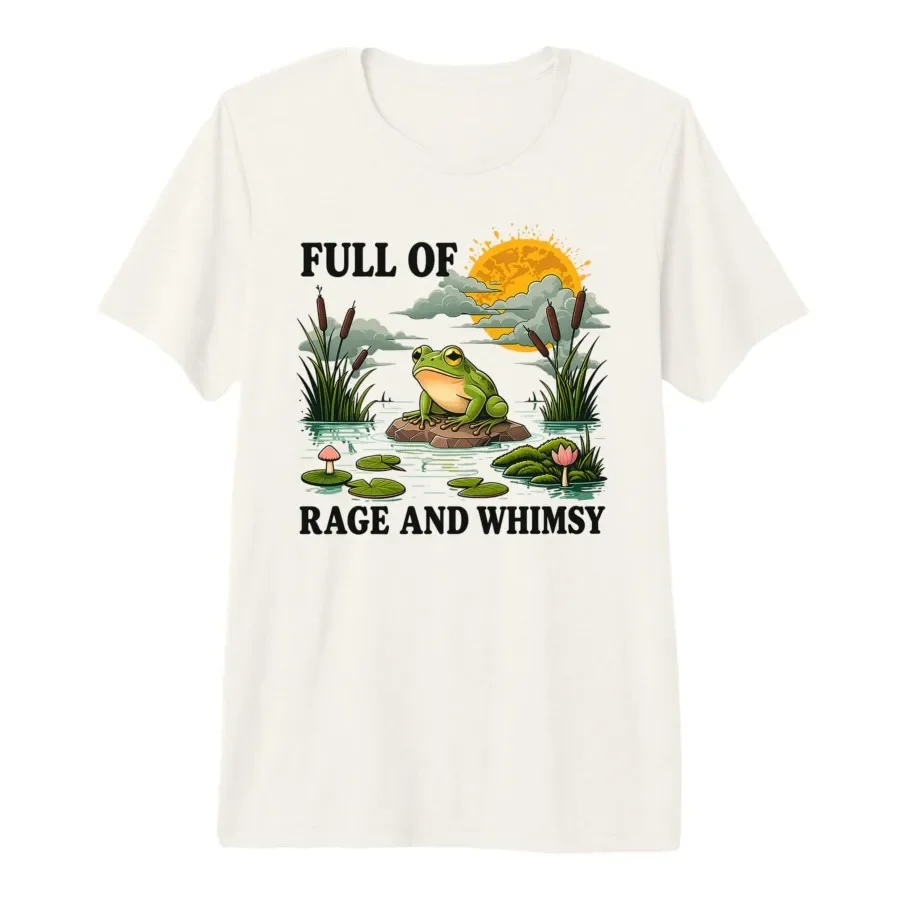 

Full of Rage and Whimsy Funny Frog Meme T-shirt For Men Women 100% Cotton T Shirts Short Sleeve Tops 0420-1