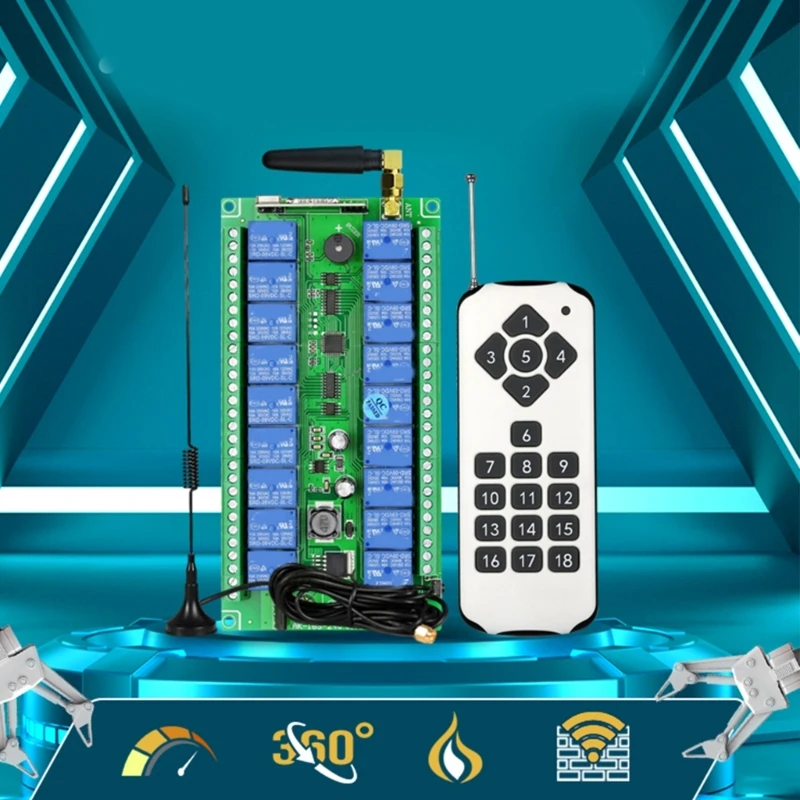 315Mhz 433Mhz 12V-36V 18 canais módulo relé receptor controle remoto sem fio