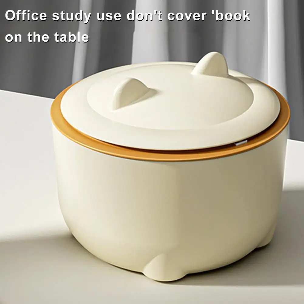 Easy Clean Mini Trash Cute Cat Ears Lid Mini Trash with Capacity for Bathroom Desktop Odor Insulation Basket Odor Isolation Bin