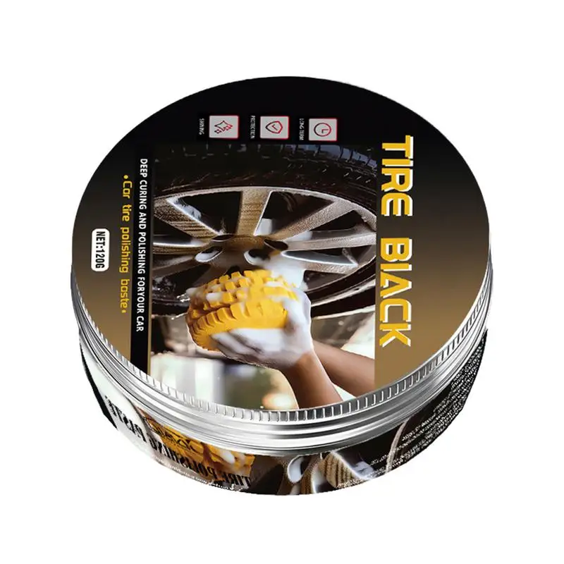 Cire brillante pour pneus de voiture, restaurateur de cire brillante, polissage durable, revêtement de protection à haute brillance, pâte de rénovation 120g pour voitures et camions