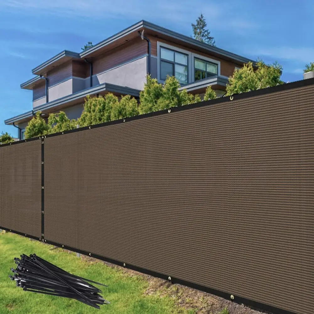 

Brown Privacy Fence Screen 5' x 200' with Grommets for Outdoor Chain Link Panels, Mesh Fencing, Balcony Cover, and Temporary Gar