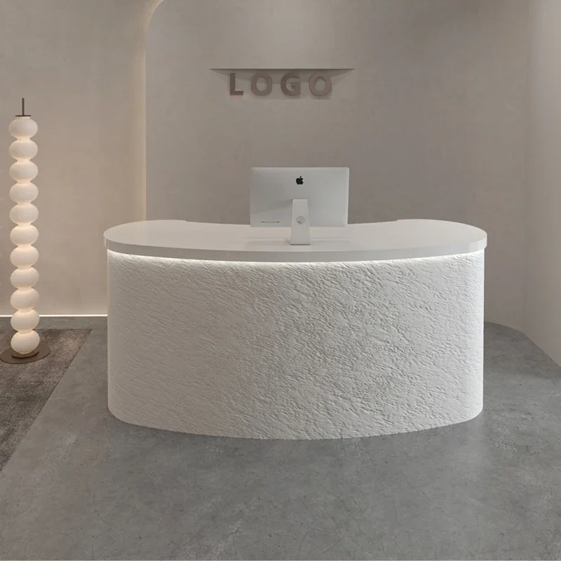 

Round Brown Reception Desks Luxury Boutique Decor Arched Clothing Reception Desk White Small Empfangs Theke Office Furniture