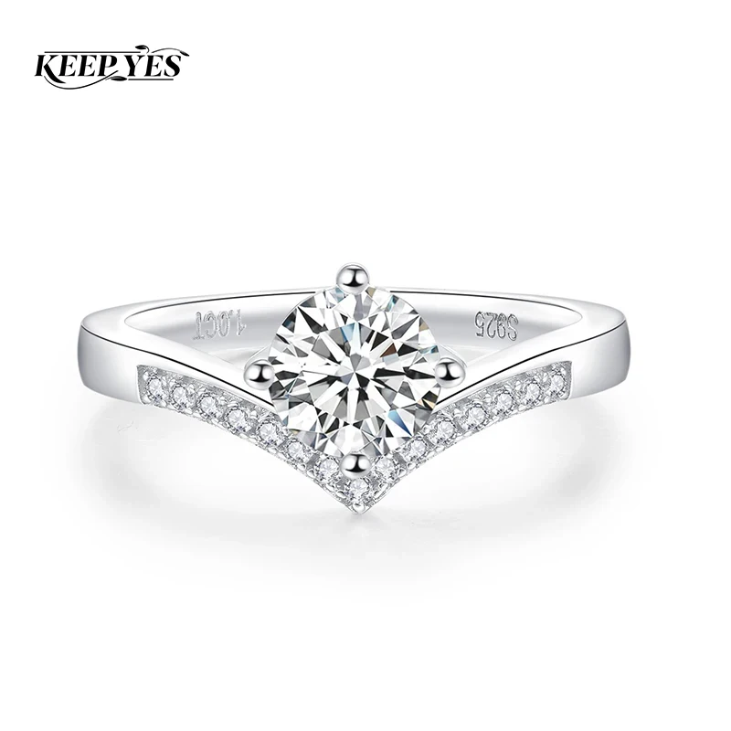 

Кольцо для предложения KEEP YES 2.0 с муассанитом 2.0 карата (8 мм) для женщин, классическое обручальное кольцо в форме короны из стерлингового серебра S925 с сертификатом GRA