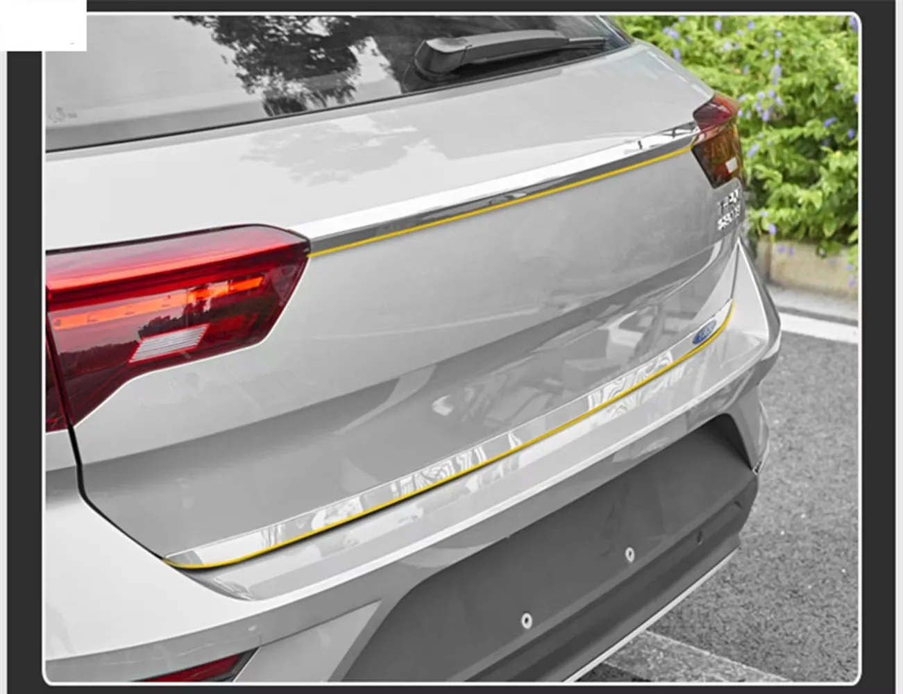 Stainless Steel Rear Trunk Tailgate Door Strip Streamer Decoration Cover Trim For Volkswagen T-Roc T Roc 2018 2019 Accessories