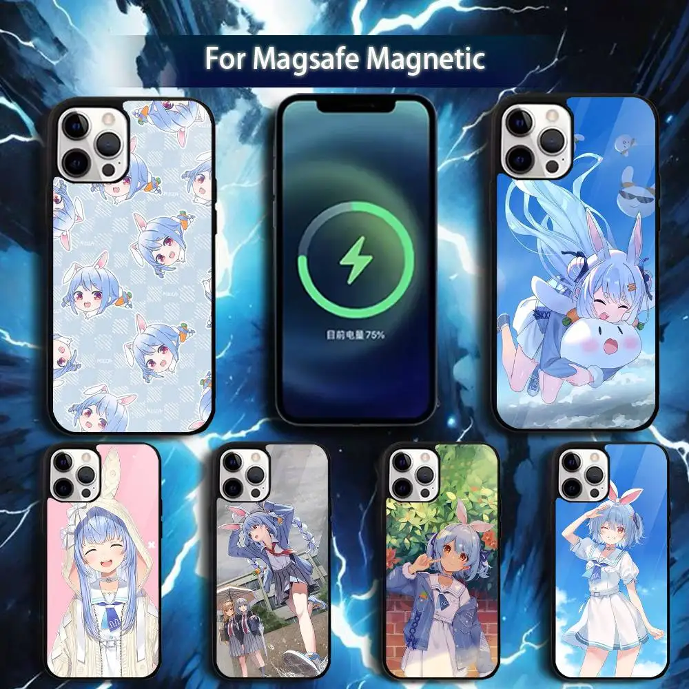 

Чехол для телефона U-U Eloy Pekora H-Hololive для iPhone 17,16,15,14,13,12,11,Pro,Max,Plus,Mini,Magsafe, Магнитный чехол для беспроводной зарядки