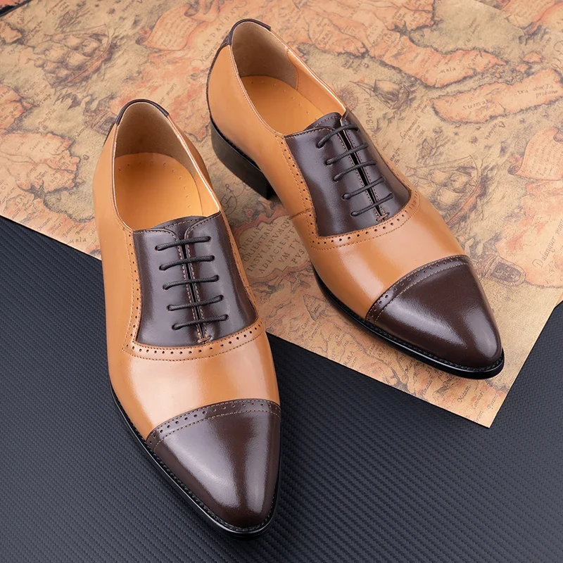 New Men\'s Formal Leather Shoes Men Leather Casual Breathable Men\'s Leather Shoes Business Versatile Lace-Up Fashion Dress Shoes