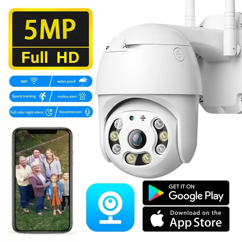 

5MP PTZ WiFi IP Wireless Camera Outdoor Home Security Cameras Two Way Audio AI Motion Detection CCTV Surveillance P2P CAM