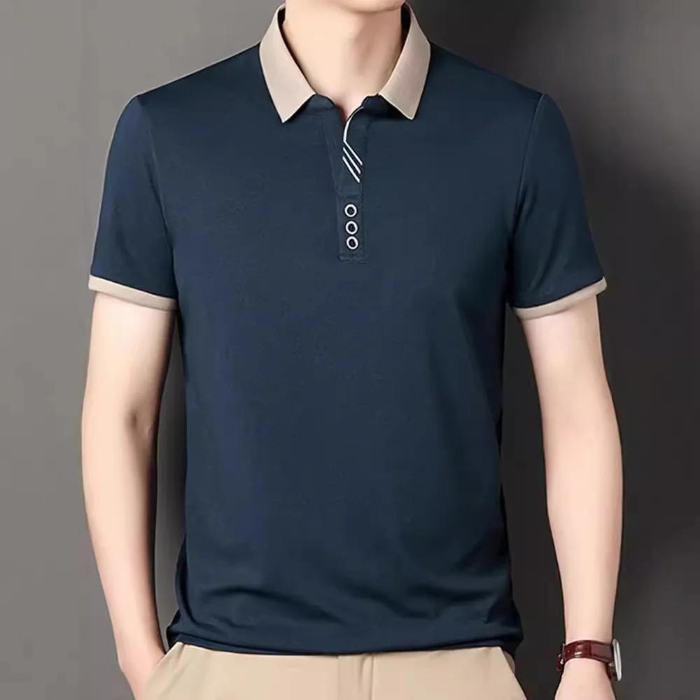 New summer polo shirt for men business multi-functional breathable lapel short sleeve comfortable casual fashion T-shirt top for