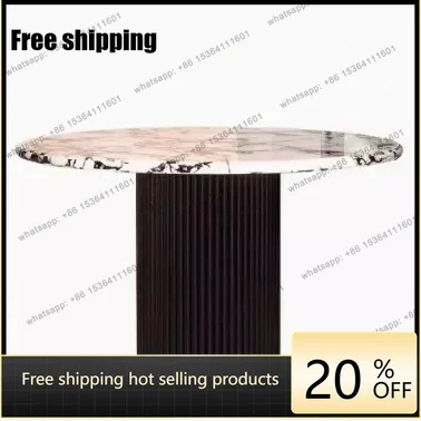 zj.High-end Round Dining Table French Marble Slate Retro Modern Light Luxury Small Apartment Model