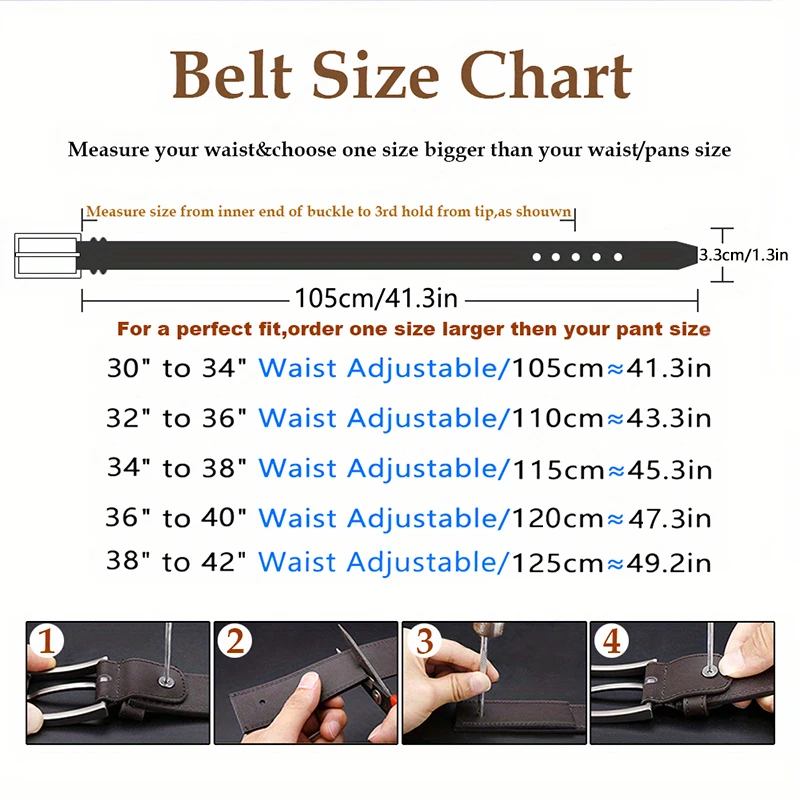 Men's Leather Pin Buckle Casual Retro Leather Belt Youth Jeans Belt, Father's Day Gift