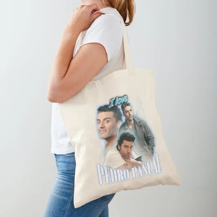 

I Love Pedro Pascal Oscar Isaac Cursed Fan Collage Tote Bag Shopping bags large tote bag Women's shopper bag