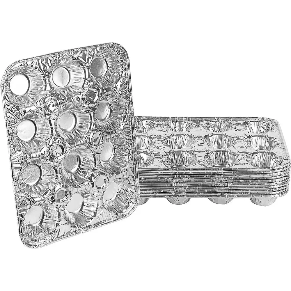 

Reusable Heavy Duty Aluminum Muffin Pans - 100 Pack for Baking Cupcakes, Mini Muffins, Pies