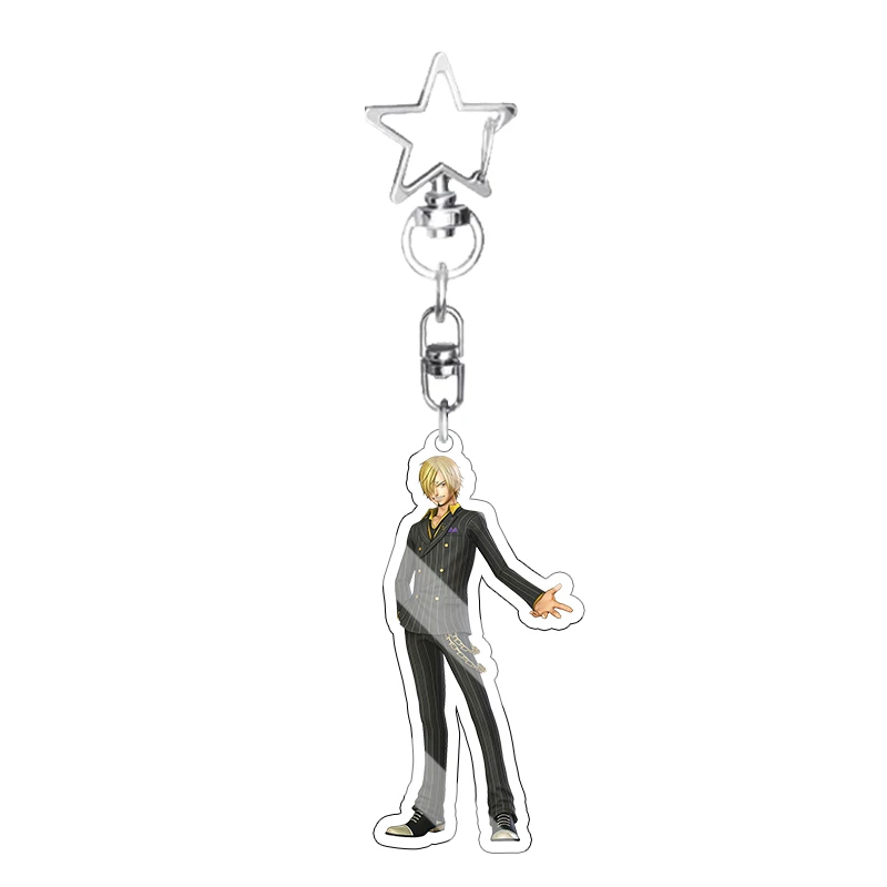 Fashion 5cm Peripheral Sanji Formal Striped Suit Acrylic Keychain Creative Q Version Character Gentleman Business Anime Pendant view 5