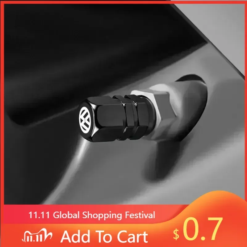 

For VW New New 4PCS Aluminum Alloy Car Tire Valve Covers Auto Accessories For Volkswagen GOLF 5 Tiguan Polo Golf 6 Golf 7 Jett