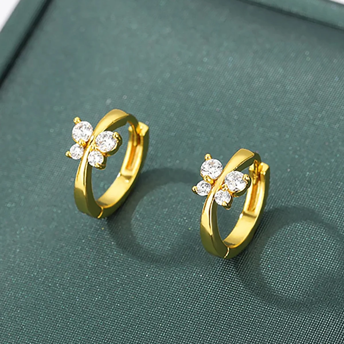 Trending Small Crystal Butterfly Hoop Earrings Chic Gold/Silver Color Metal Earrings For Women Daily Wear Jewelry image 4