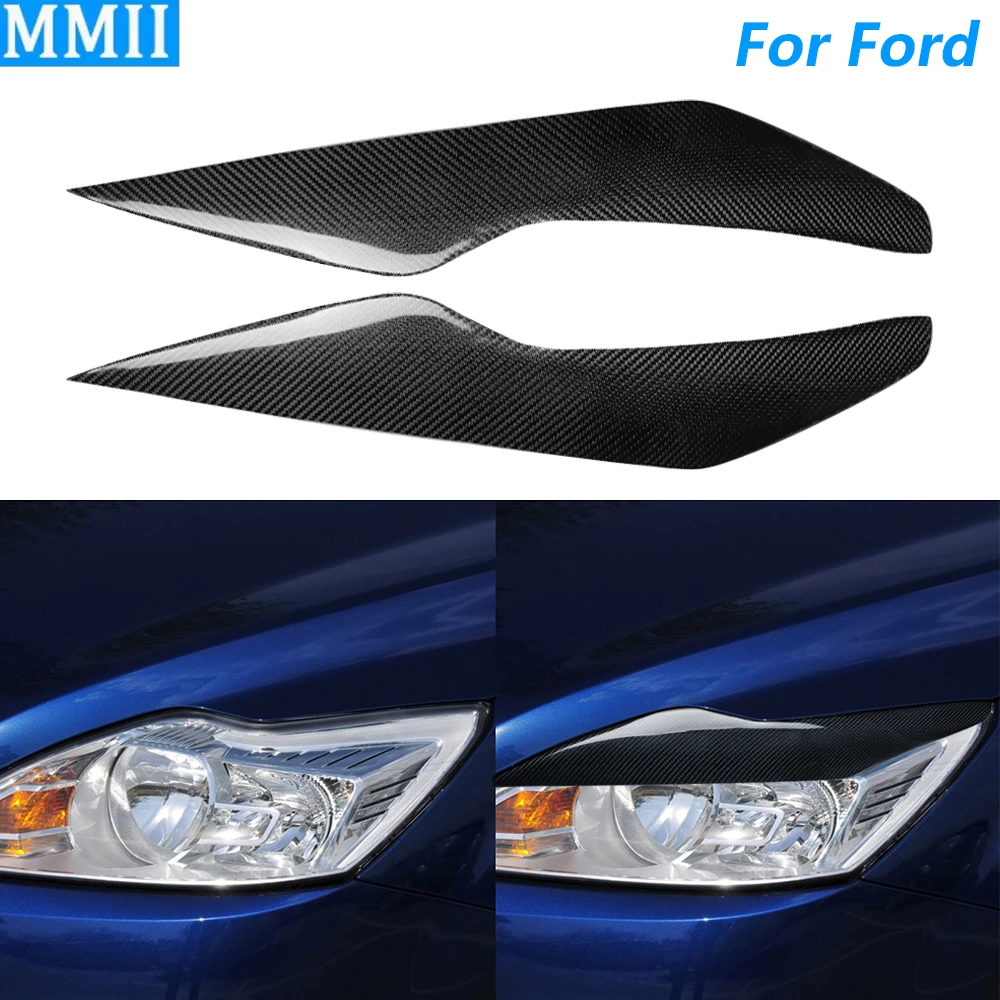 

For Ford Focus 2 MK2 2008-2010 Real Dry Carbon Fiber Front Headlight Eyelid Eyebrow Cover Panel Trim Car Accessories Decoration