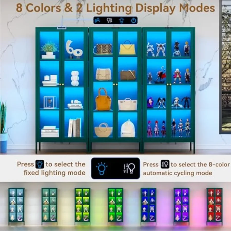 66 Glass Display Cabinet with 8-Color LED for Plants: Indoor Use, Tempered Glass, Clear, Adjustable Lighting Ventilation - view 4