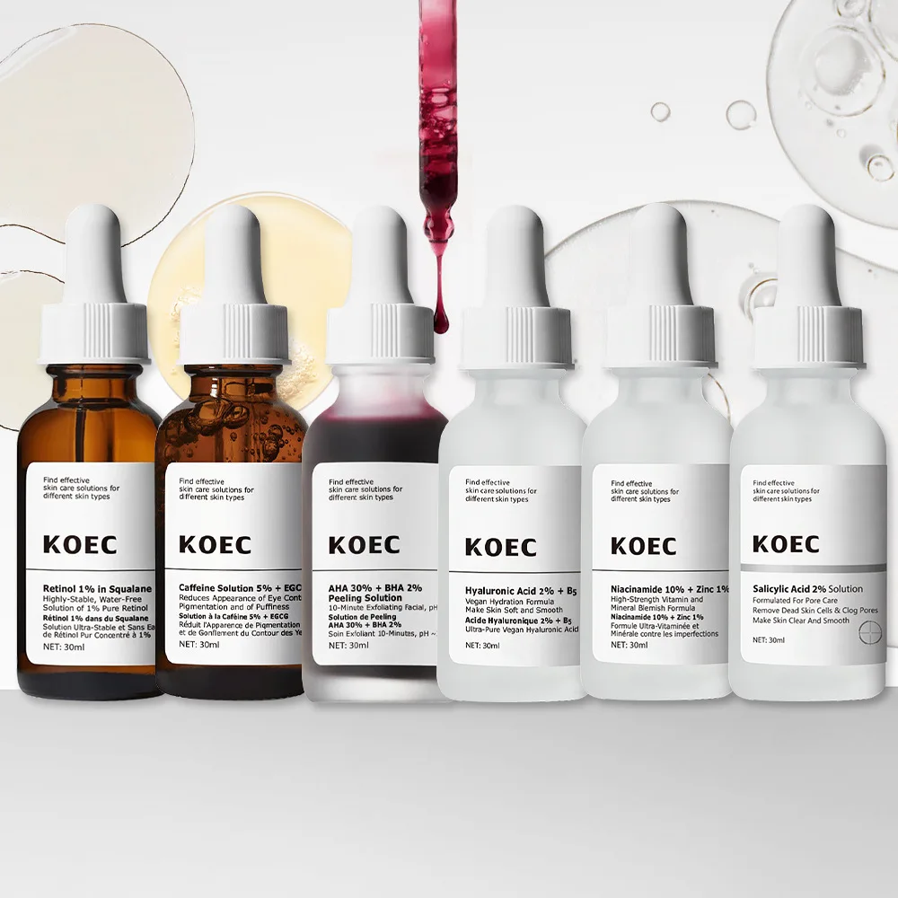 

Сыворотка для лица KOEC с кофеином, ретинолом, AHA, ниацинамидом, салициловой кислотой и гиалуроновой кислотой, 30 мл – увлажняющая эссенция для сияния кожи