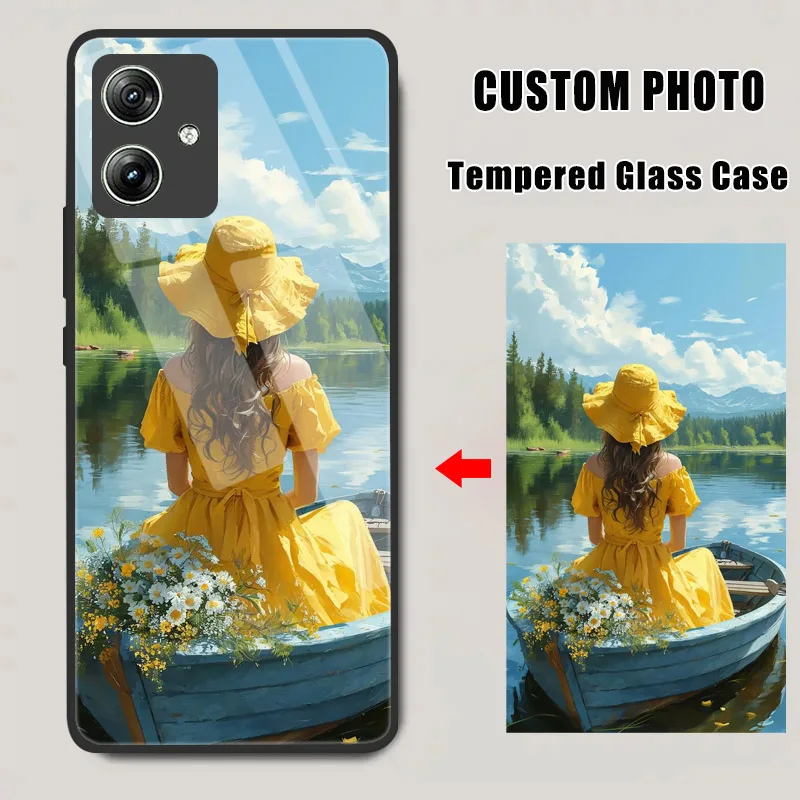 حافظة هاتف من الزجاج المقسى لهاتف موتورولا إيدج 50 40 NEO 30 Pro Ultra Fusion G04 S G34 G84 G54 غطاء خلفي ذاتي الصنع #3