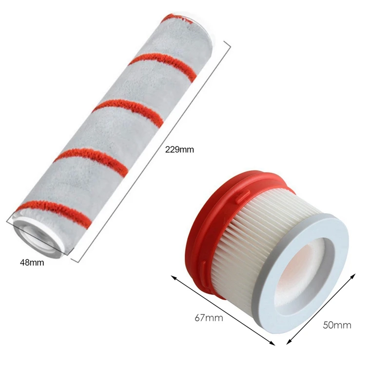 HEPA Filter Roller Brush Replacements For Xiaomi Dreame V9 V9P V10 Handheld Vacuum Cleaner Accessories Part Kits 6 Piece (1 Pcs