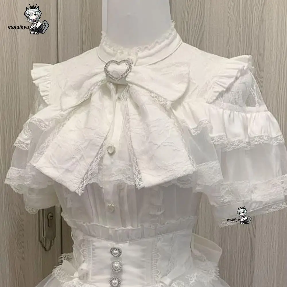 Sweet Lolita Lace Blouse Y2K Kawaii Ruffle Bow Short Sleeve Top Women Gothic Victorian Fairy Shirt Multiple Styles Available