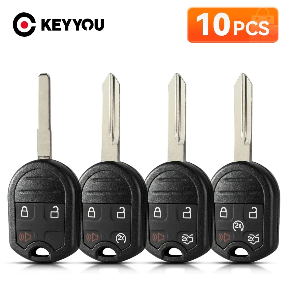 KEYYOU 10PCS 3/4/5 BTN Remote Car Key Shell Case For Ford Edge Explorer Ranger Expedition Mustang Escape Taurus Mazda Tribute