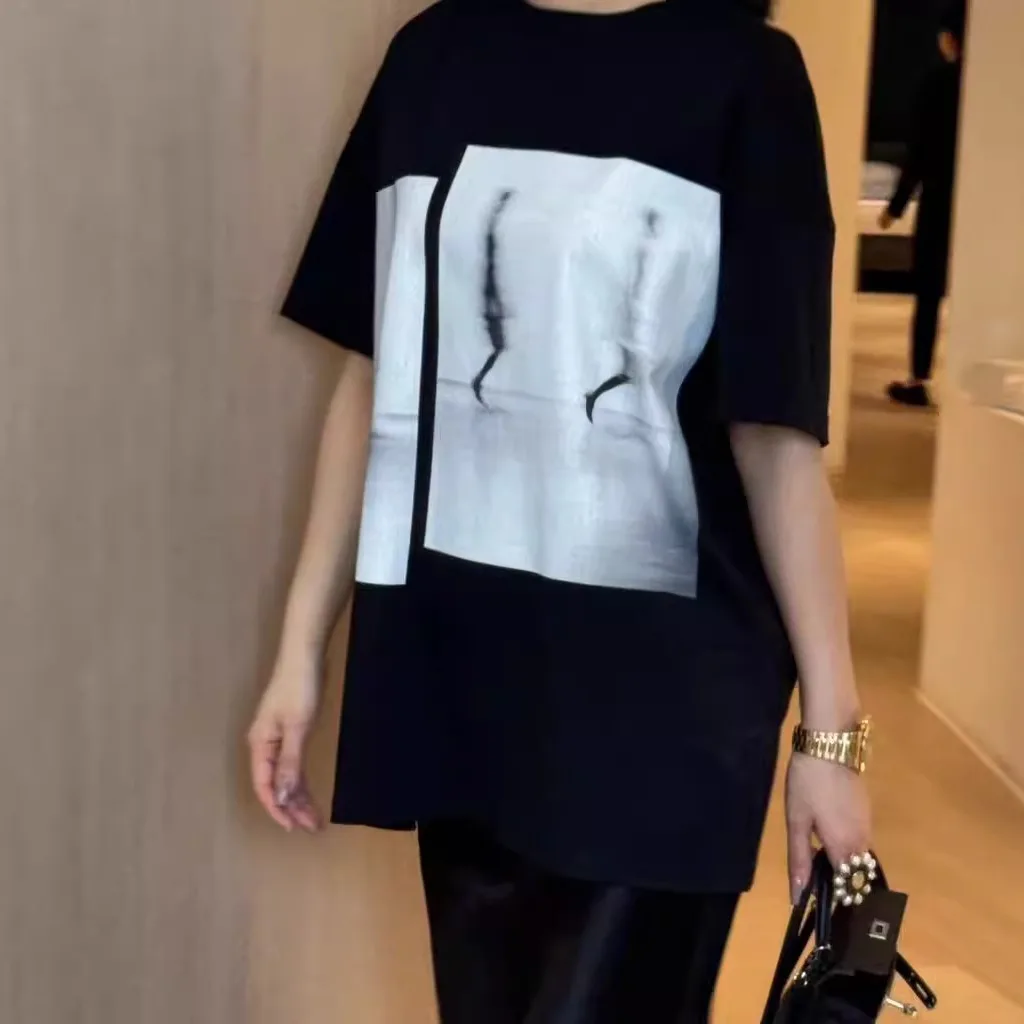 

Футболка Yuan Ling Summer 2025 Puzzle, черная, с круглым вырезом, коротким рукавом, модная, универсальная, премиум-класса, для повседневной носки.