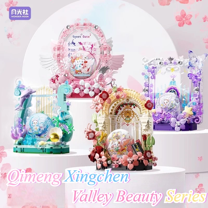 

WONDER MOON Badge Decorative Building Block Assembly Model DIY Desktop Decoration Puzzle Assembly Model Gifts for Girls Romantic