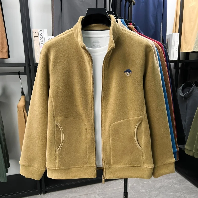 Luxus-High-End-Marke Männer Plush Warmwasche Jacke Exquisite Bear Stickerei Design Herbst Winter Weiche Komfort Standing Collar Jacke – Detail 6