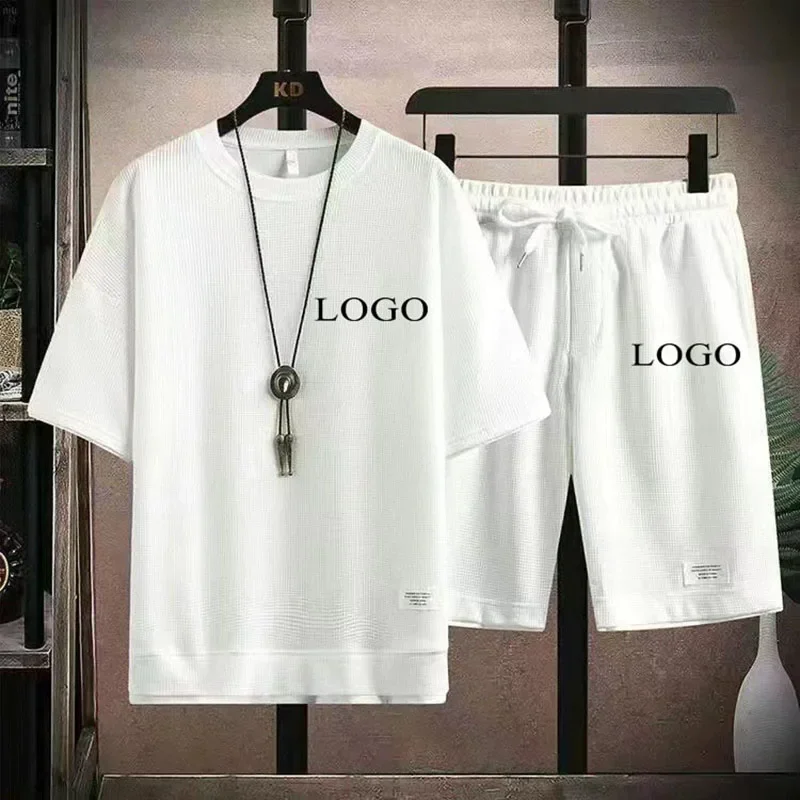 2024 Your Own Design Brand Logo/Picture Personalized Custom Anywhere Men Women DIY Waffle Short Sleeve Set Fashion New