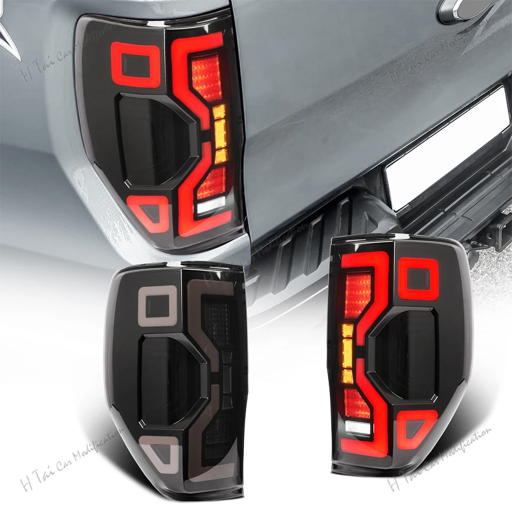 Pair LED Tail Lights For 2012-2021 Ford Ranger T6 T7 T8 Rear Lamps Taillights Rear Brake Lights Turn Signal Car Light Assemblies