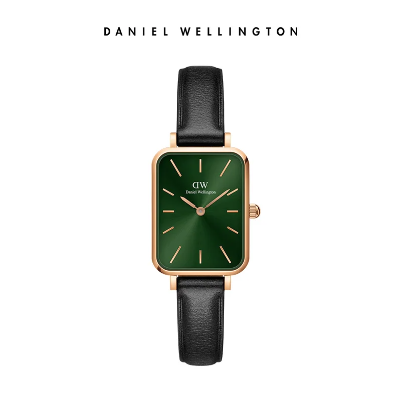 Relógio de Quartzo Feminino Daniel Wellington Quadro 20X26 com Pulseira de Couro Pressionado em Ouro Rosé, Luxuoso e à Prova d'Água